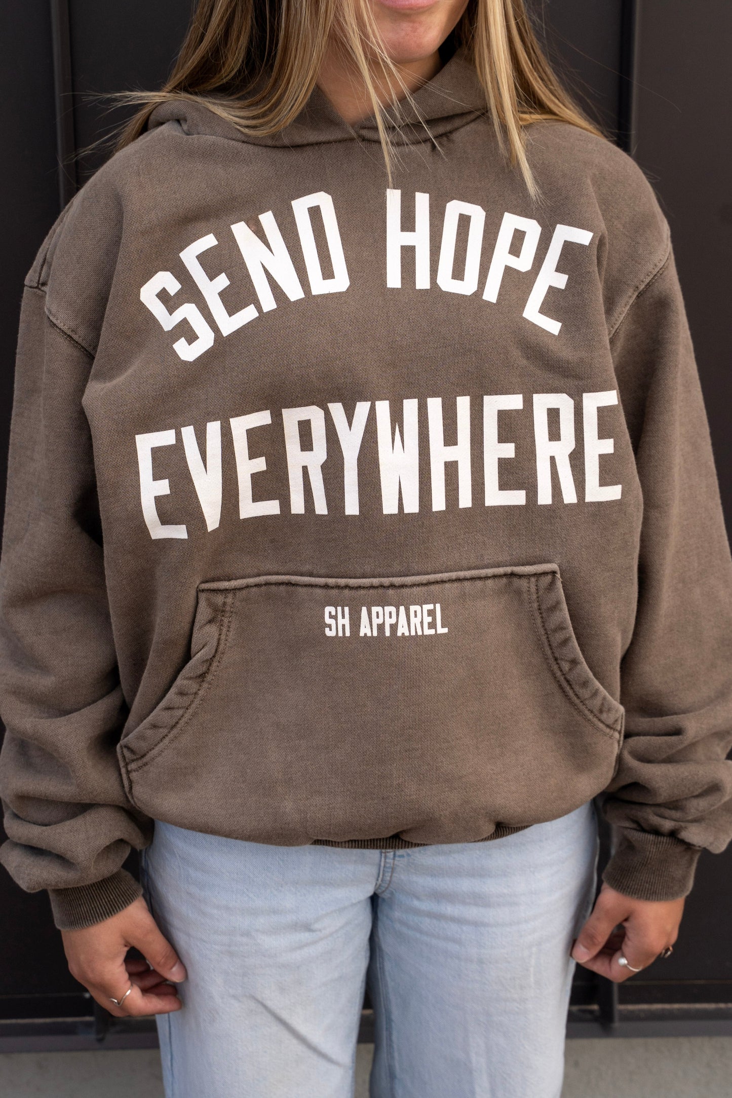 SEND HOPE EVERYWHERE brown hoodie