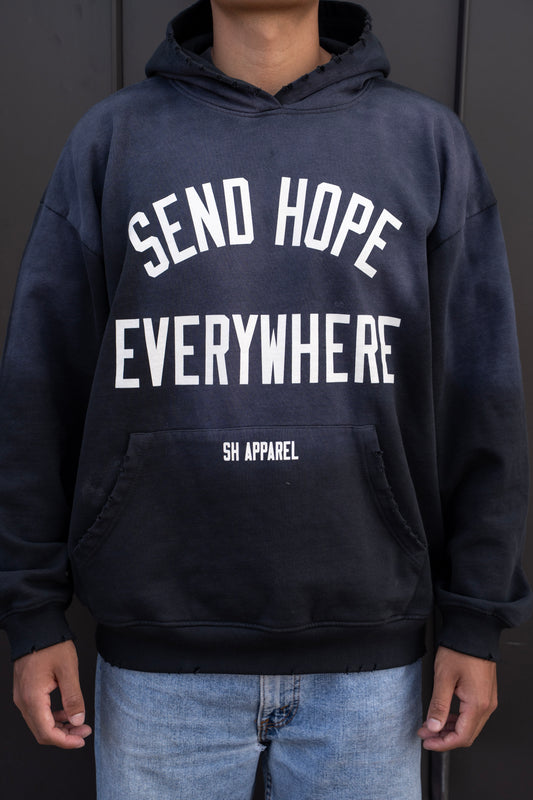 SEND HOPE EVERYWHERE vintage black hoodie