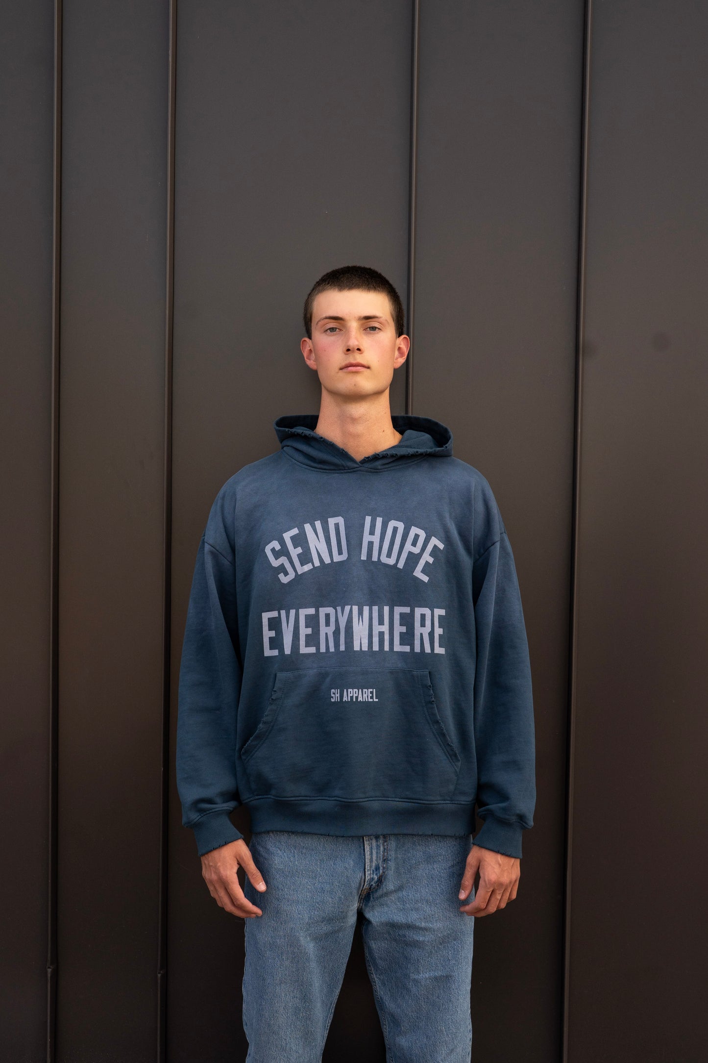 SEND HOPE EVERYWHERE navy hoodie