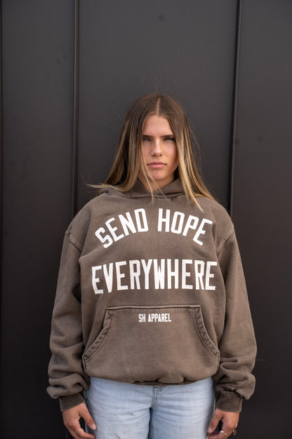 SEND HOPE EVERYWHERE brown hoodie