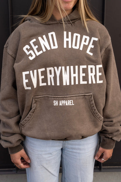 SEND HOPE EVERYWHERE brown hoodie