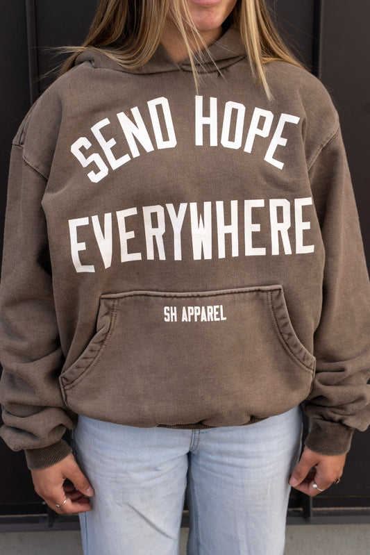 SEND HOPE EVERYWHERE brown hoodie