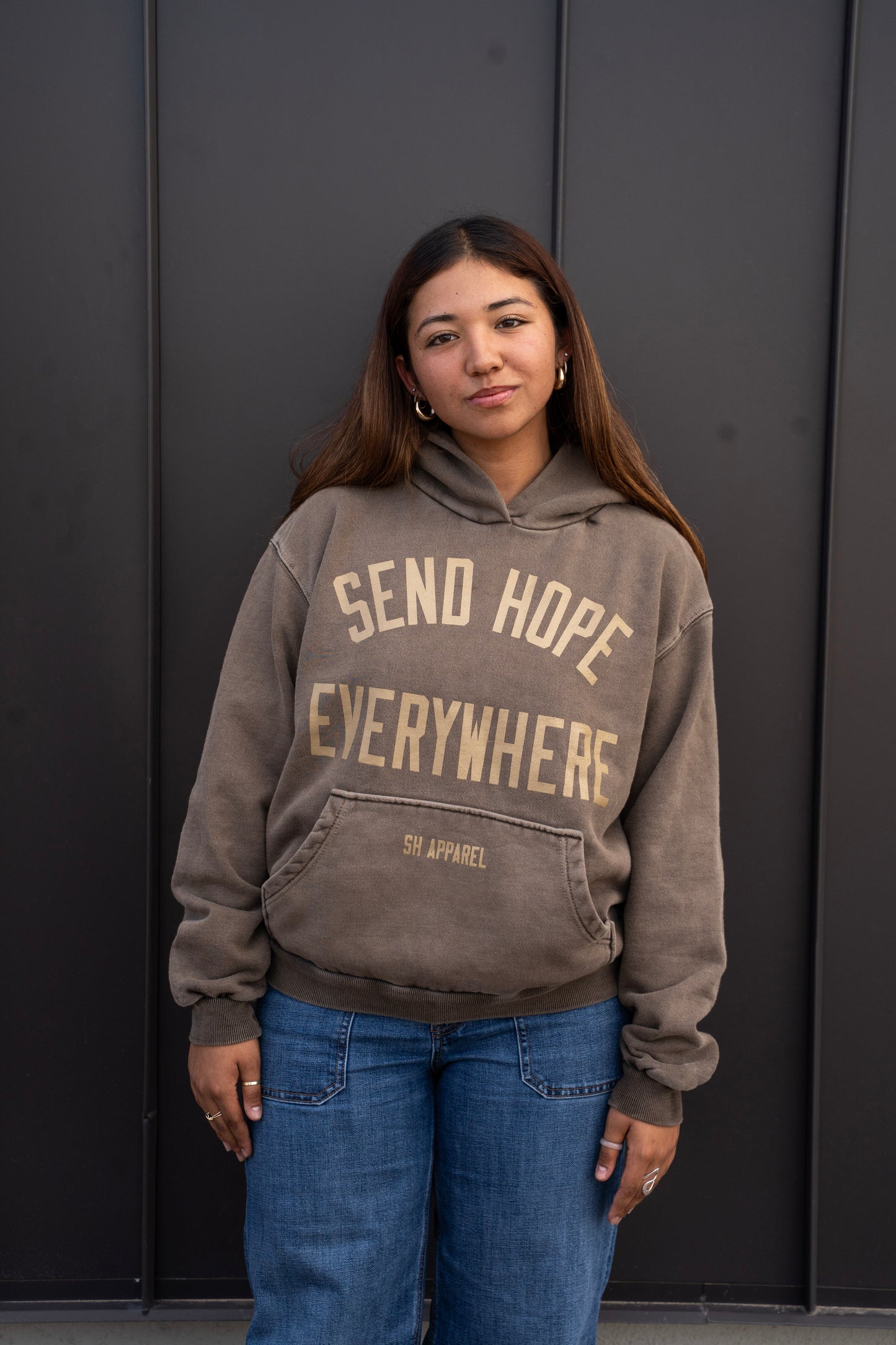 SEND HOPE EVERYWHERE brown hoodie
