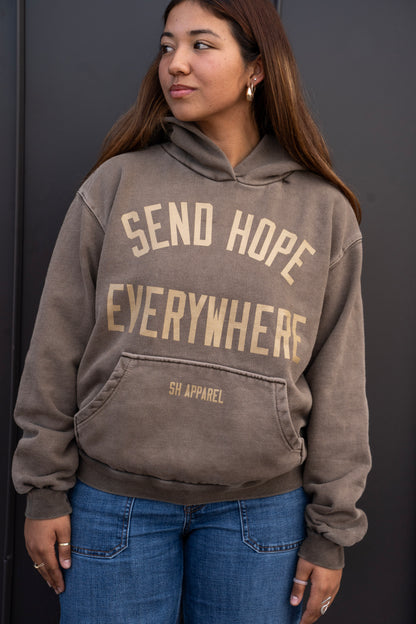 SEND HOPE EVERYWHERE brown hoodie