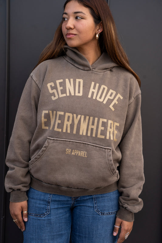 SEND HOPE EVERYWHERE brown hoodie
