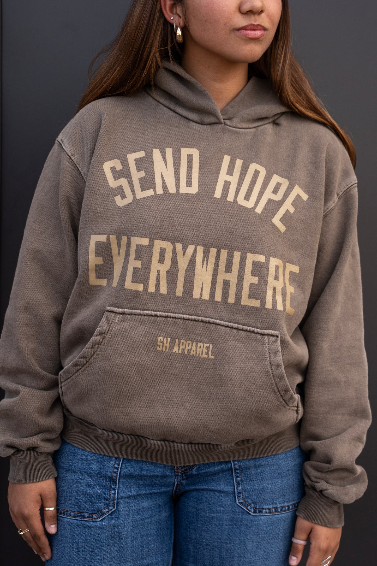 SEND HOPE EVERYWHERE brown hoodie