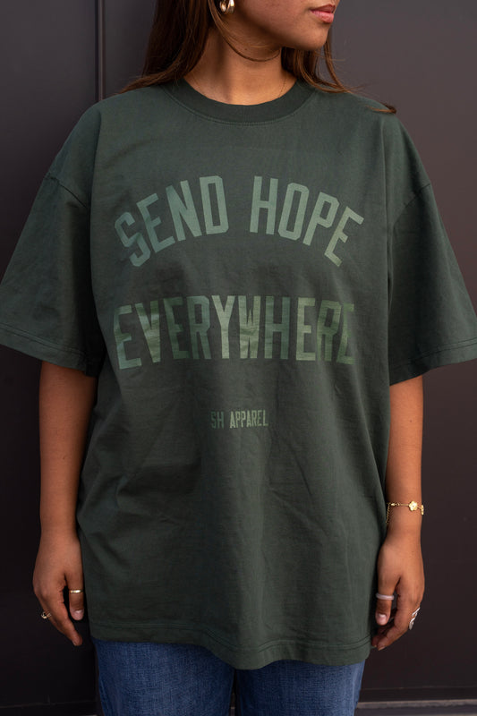 SEND HOPE EVERYWHERE forrest green tee