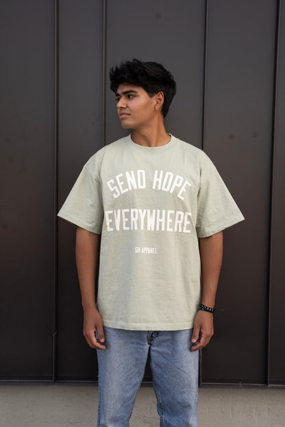 SEND HOPE EVERYWHERE sage tee