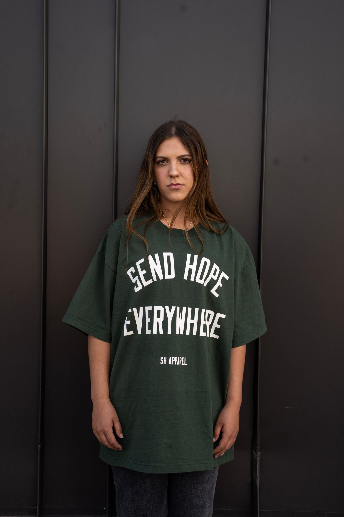 SEND HOPE EVERYWHERE forrest green tee