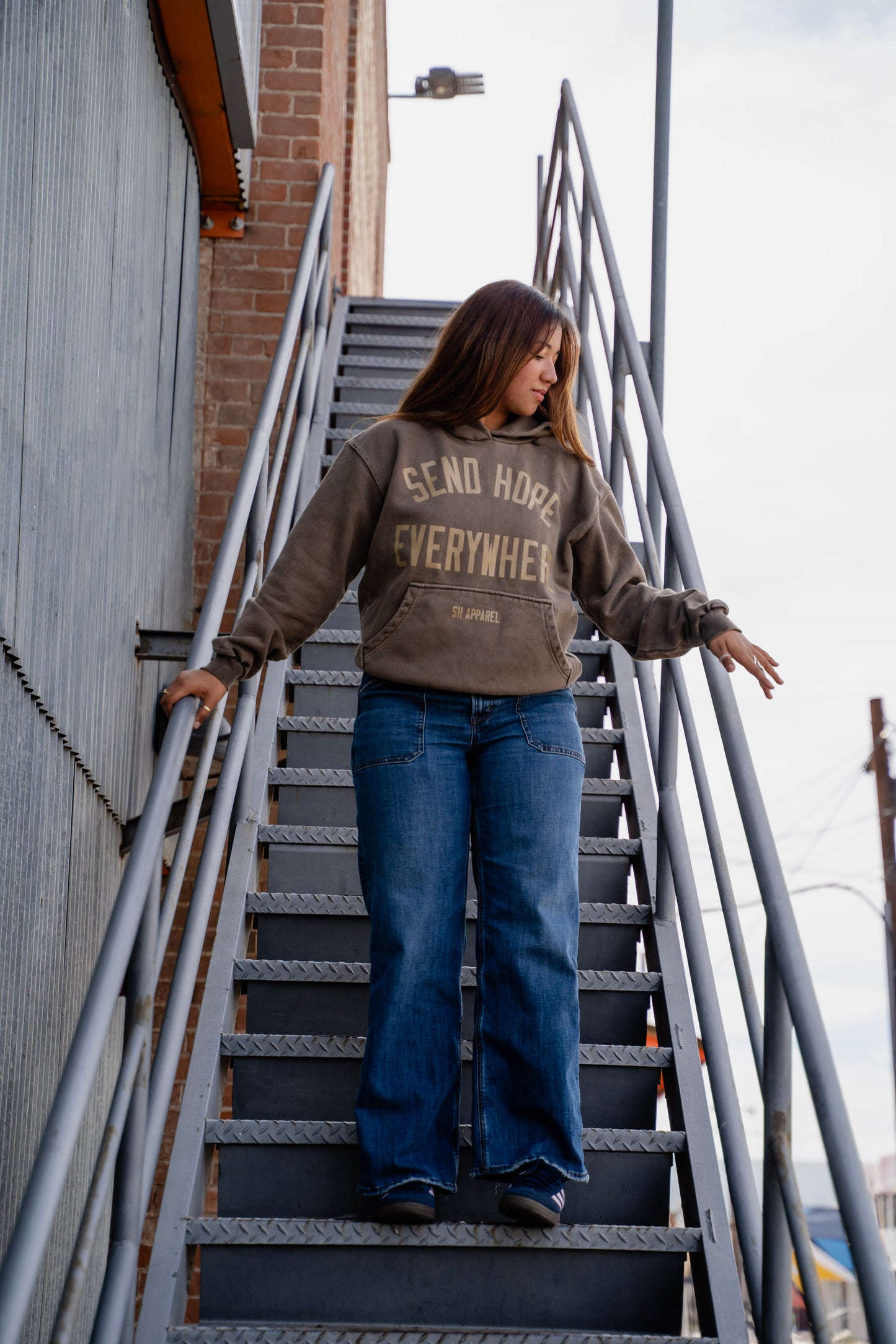SEND HOPE EVERYWHERE brown hoodie