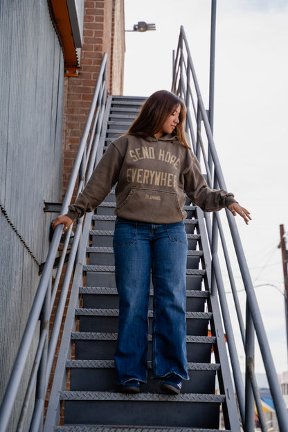 SEND HOPE EVERYWHERE brown hoodie